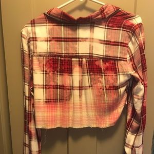 Plaid crop with bleach design